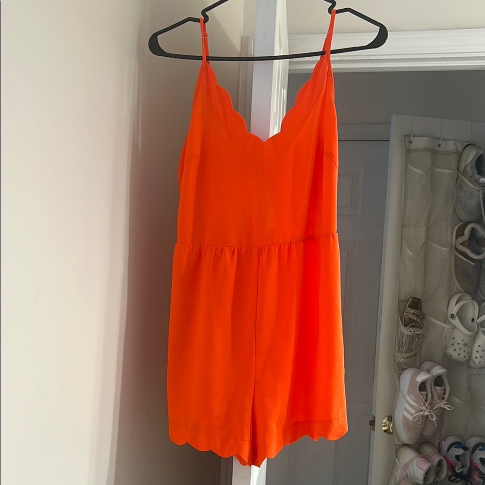 Vibrant Orange Sleeveless Romper